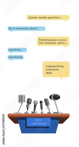 Press conference online in mobile app on your phone screen in social networks