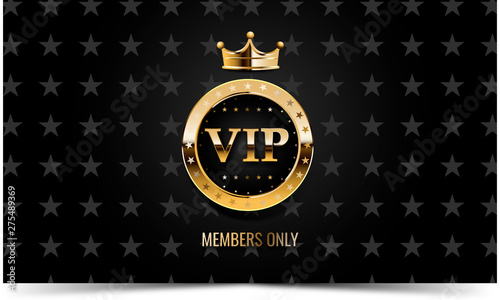 Premium VIP banner with gold elements and crown