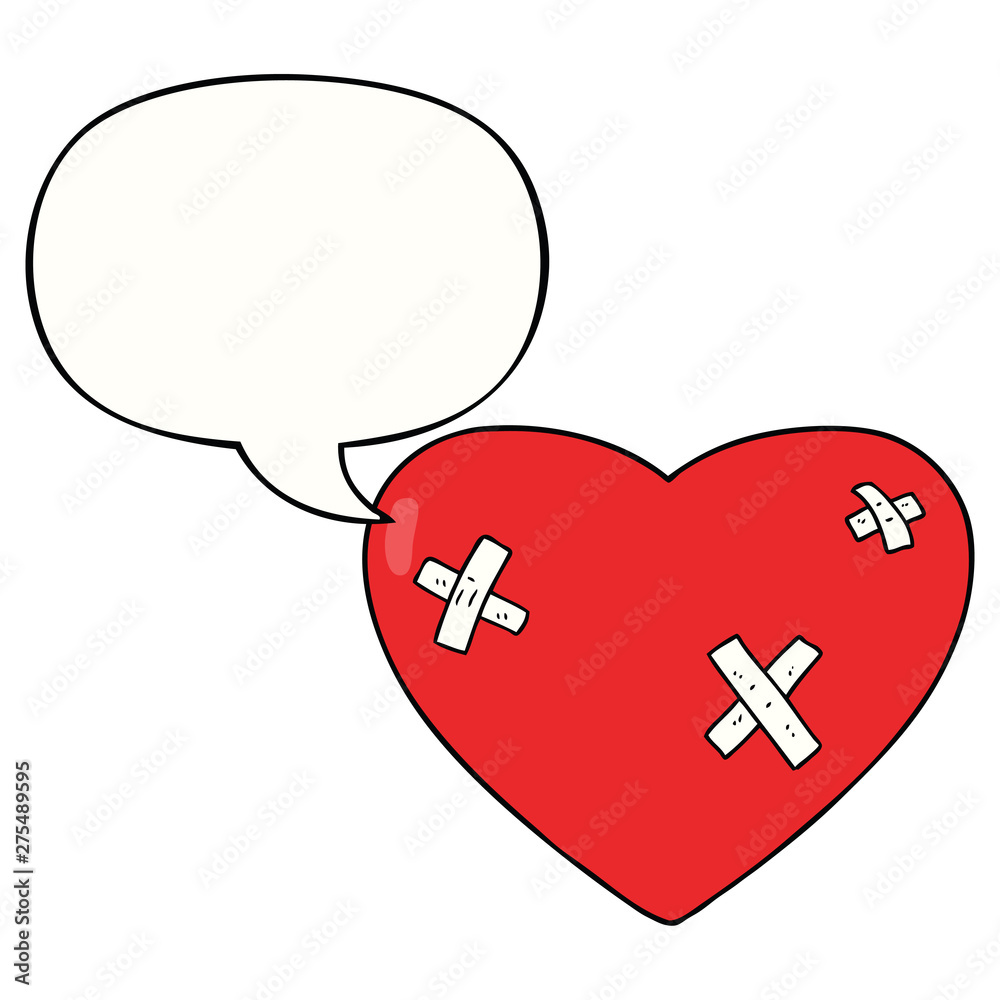 cartoon beaten up heart and speech bubble cartoon beaten up heart and speech bubble