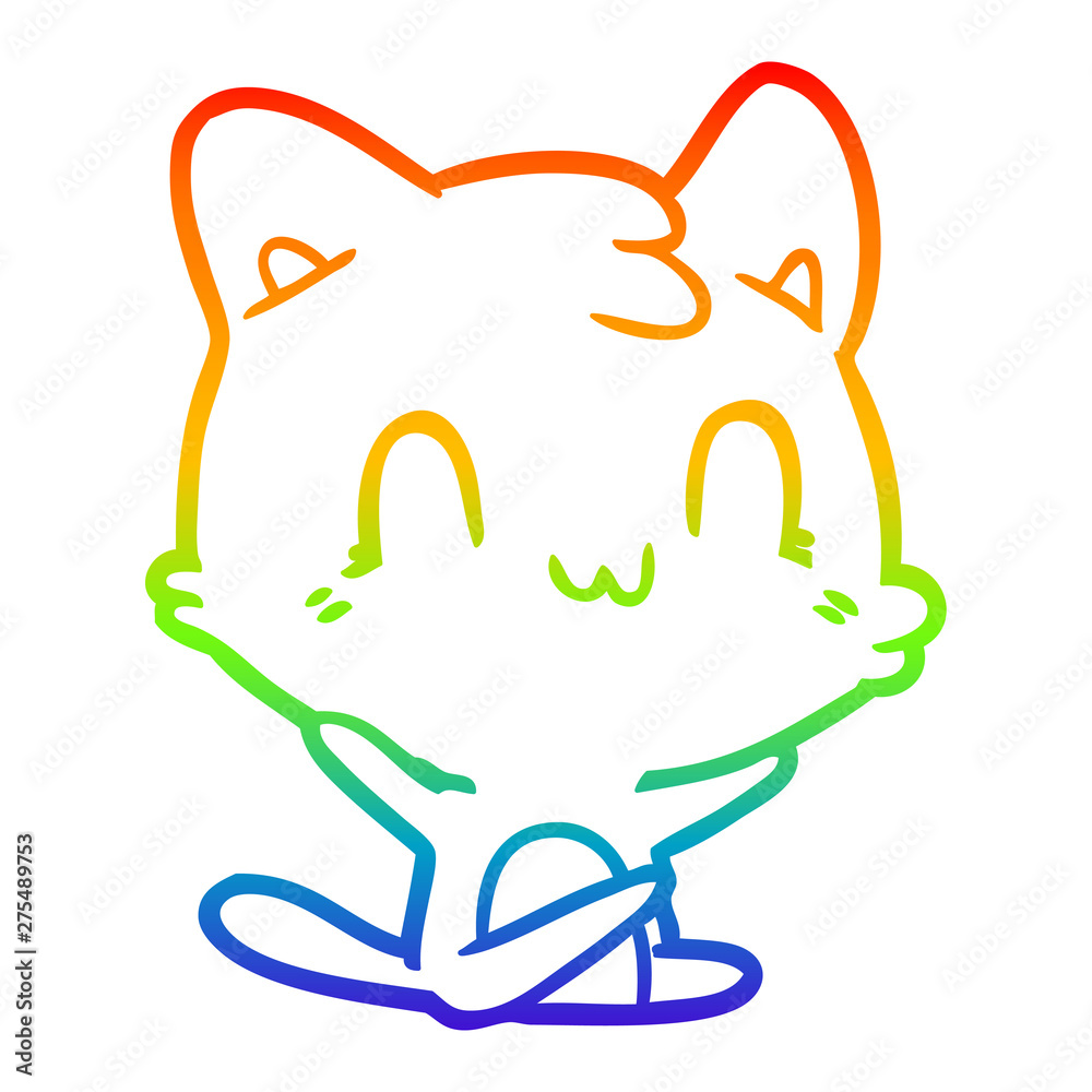 rainbow gradient line drawing cartoon happy cat rainbow gradient line drawing cartoon happy cat