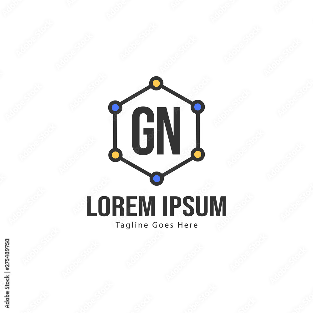 Initial GN logo template with modern frame. Minimalist GN letter logo vector illustration Initial GN logo template with modern frame. Minimalist GN letter logo vector illustration
