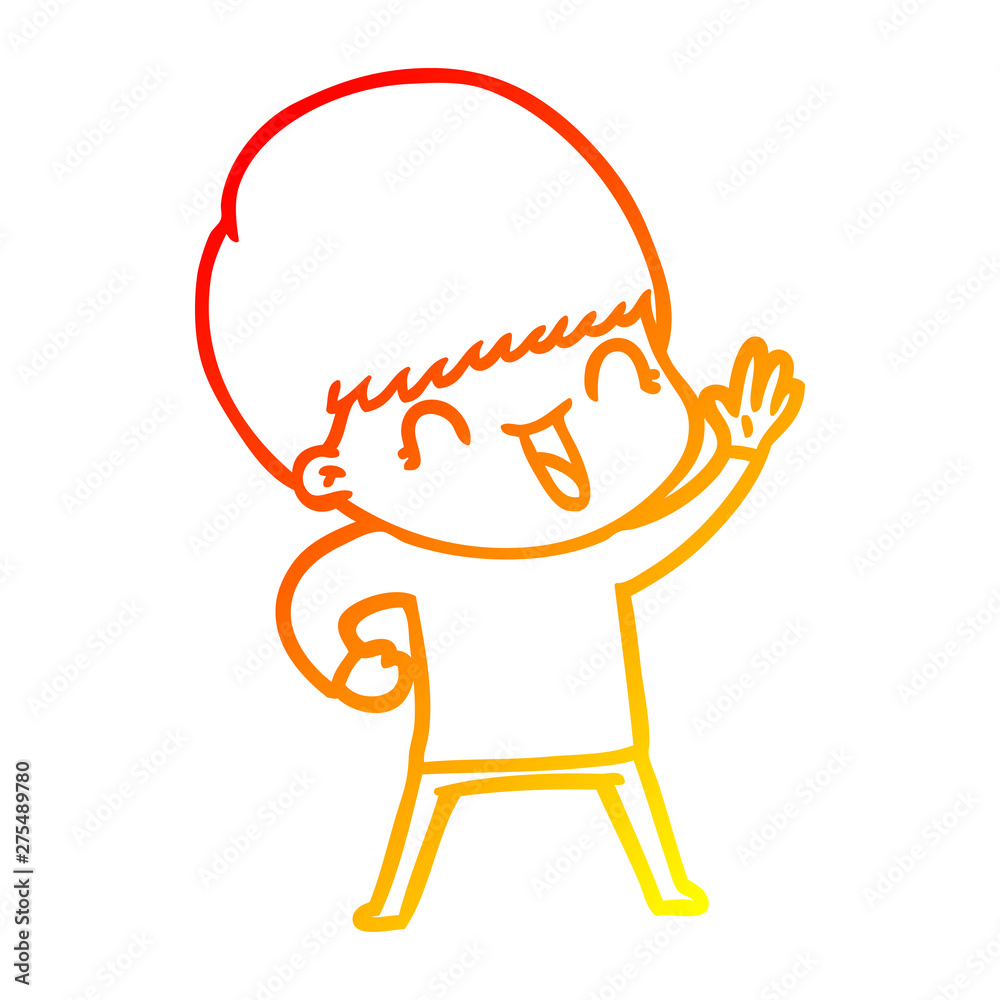 warm gradient line drawing happy cartoon boy warm gradient line drawing happy cartoon boy