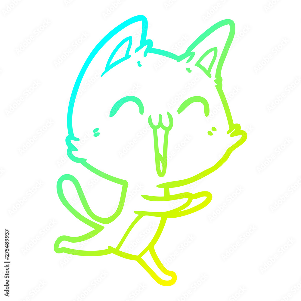cold gradient line drawing happy cartoon cat meowing cold gradient line drawing happy cartoon cat meowing
