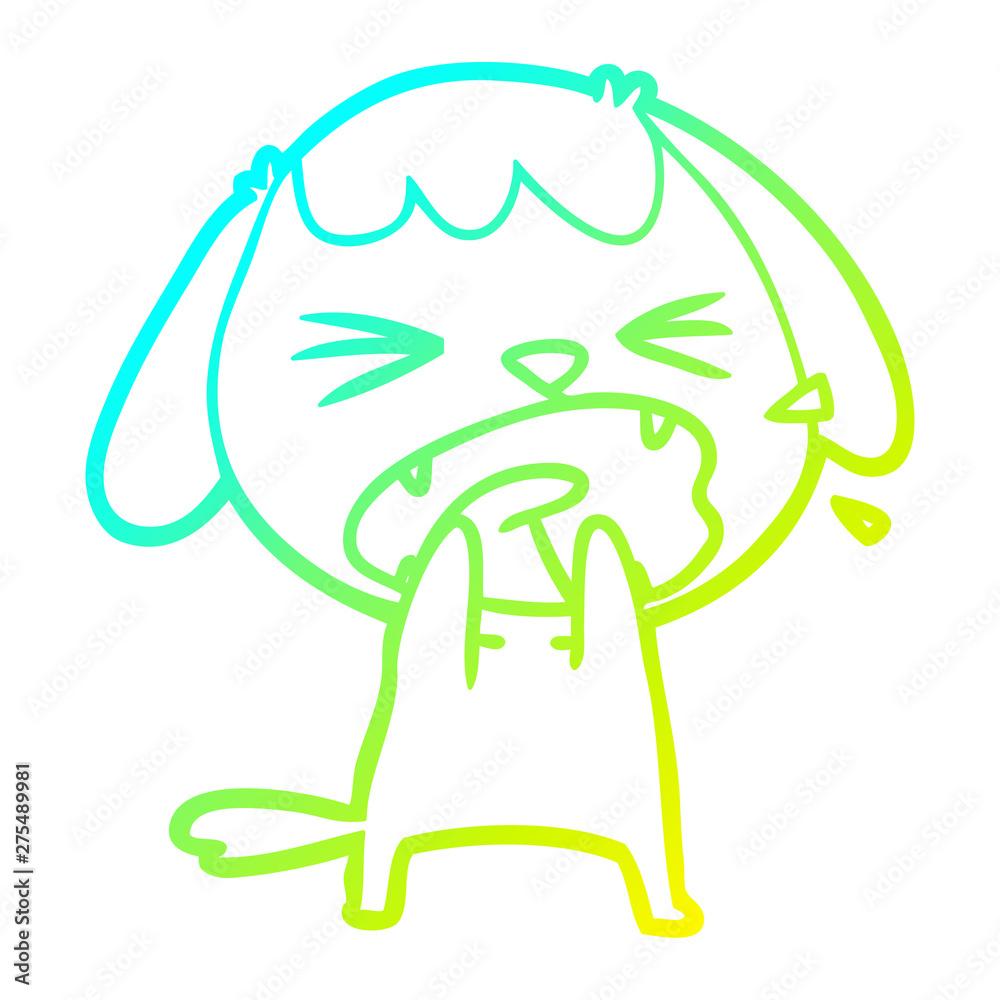 Obraz premium cold gradient line drawing cute cartoon dog barking