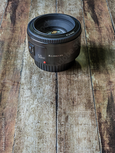 old camera lens on a background