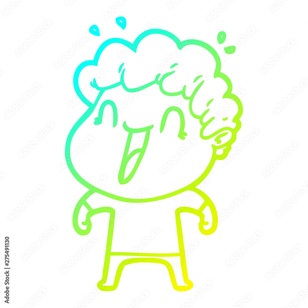 cold gradient line drawing cartoon happy man cold gradient line drawing cartoon happy man
