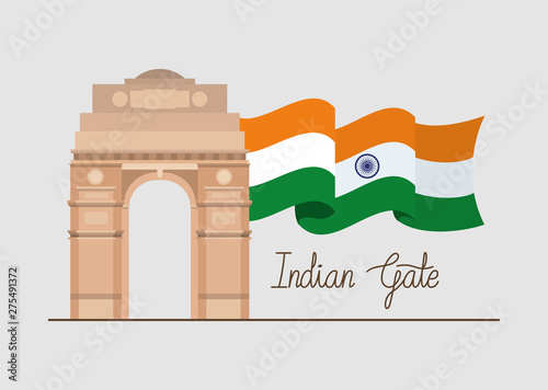 indian gate temple with flag