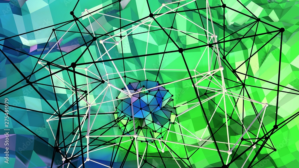 Fototapeta premium 3d surface as 3d low poly abstract geometric background with modern gradient colors, blue green 22