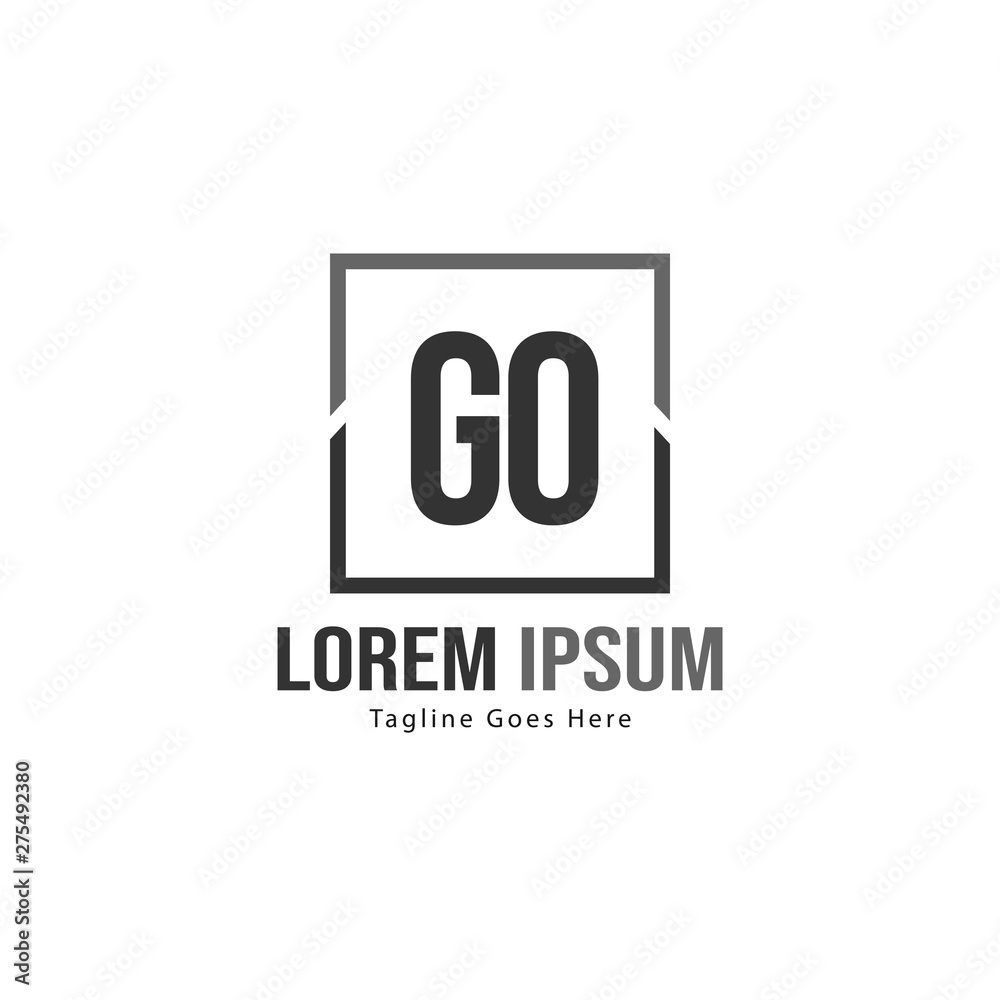 Initial GO logo template with modern frame. Minimalist GO letter logo vector illustration Initial GO logo template with modern frame. Minimalist GO letter logo vector illustration