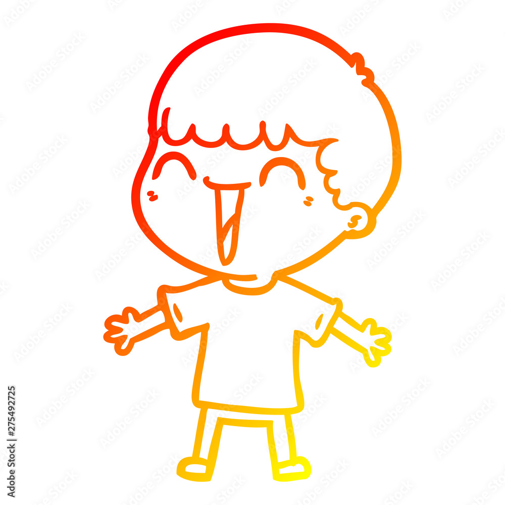 warm gradient line drawing cartoon happy man