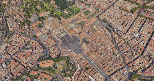 St. Peter's Basilica in the Vatican from a bird's eye view