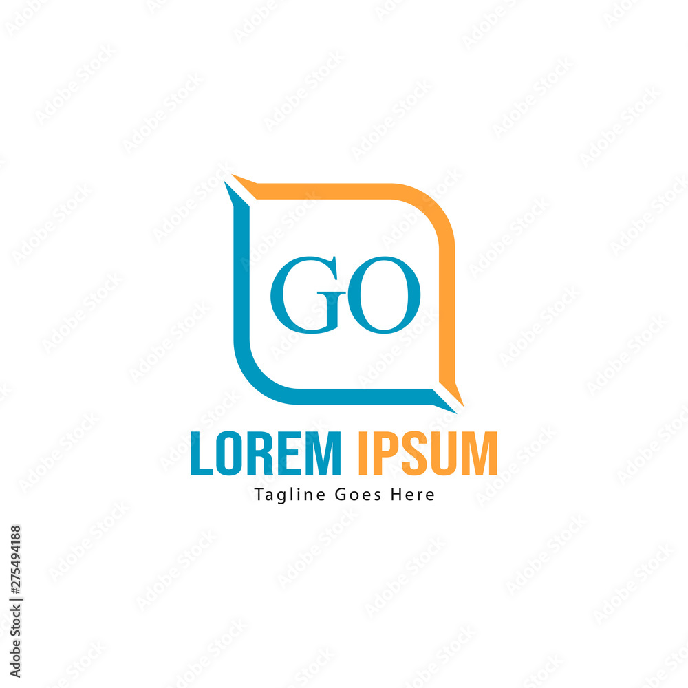 Initial GO logo template with modern frame. Minimalist GO letter logo vector illustration Initial GO logo template with modern frame. Minimalist GO letter logo vector illustration