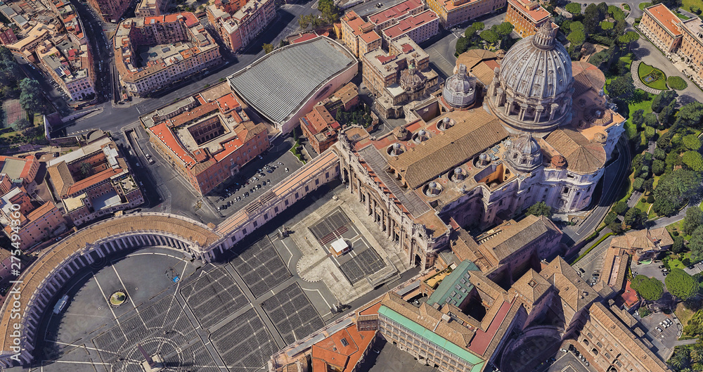 Fototapeta premium St. Peter's Basilica in the Vatican from a bird's eye view
