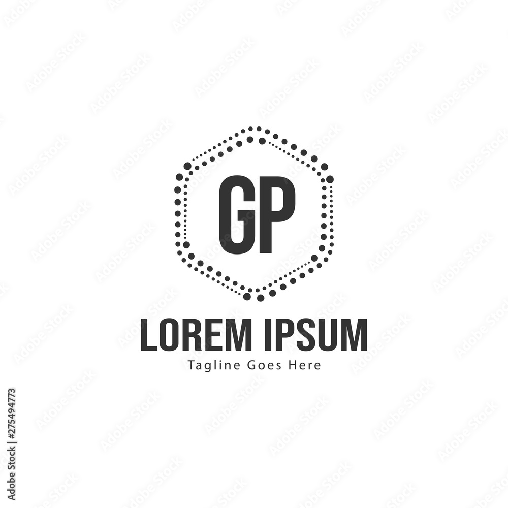 Initial GP logo template with modern frame. Minimalist GP letter logo vector illustration
