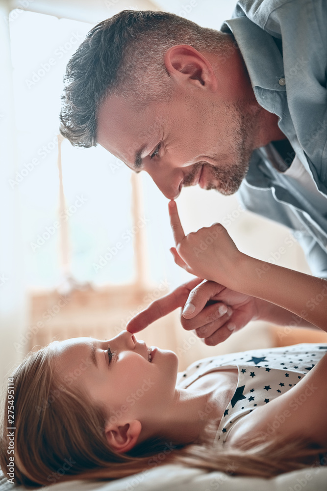 Father and daughter at home