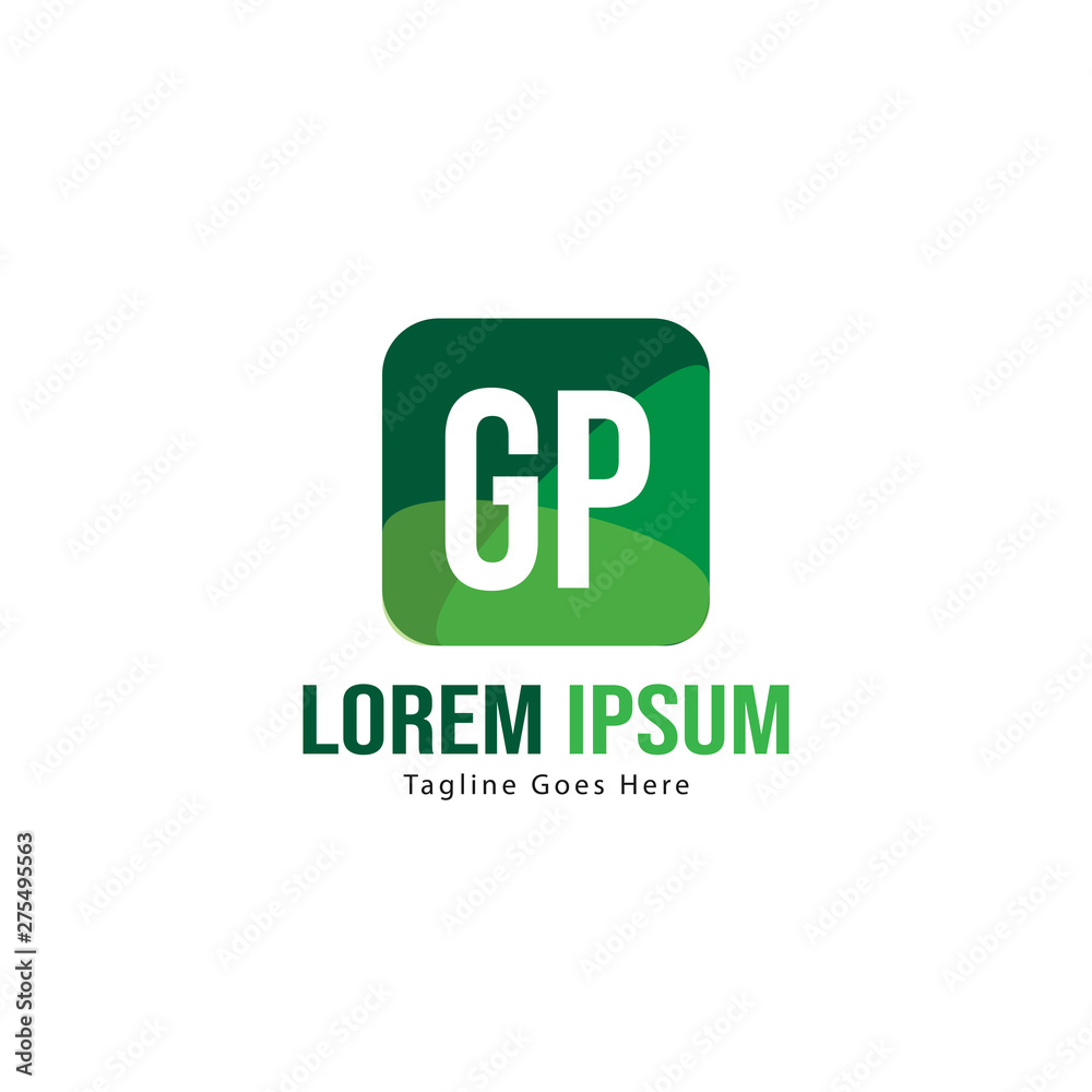 Initial GP logo template with modern frame. Minimalist GP letter logo vector illustration