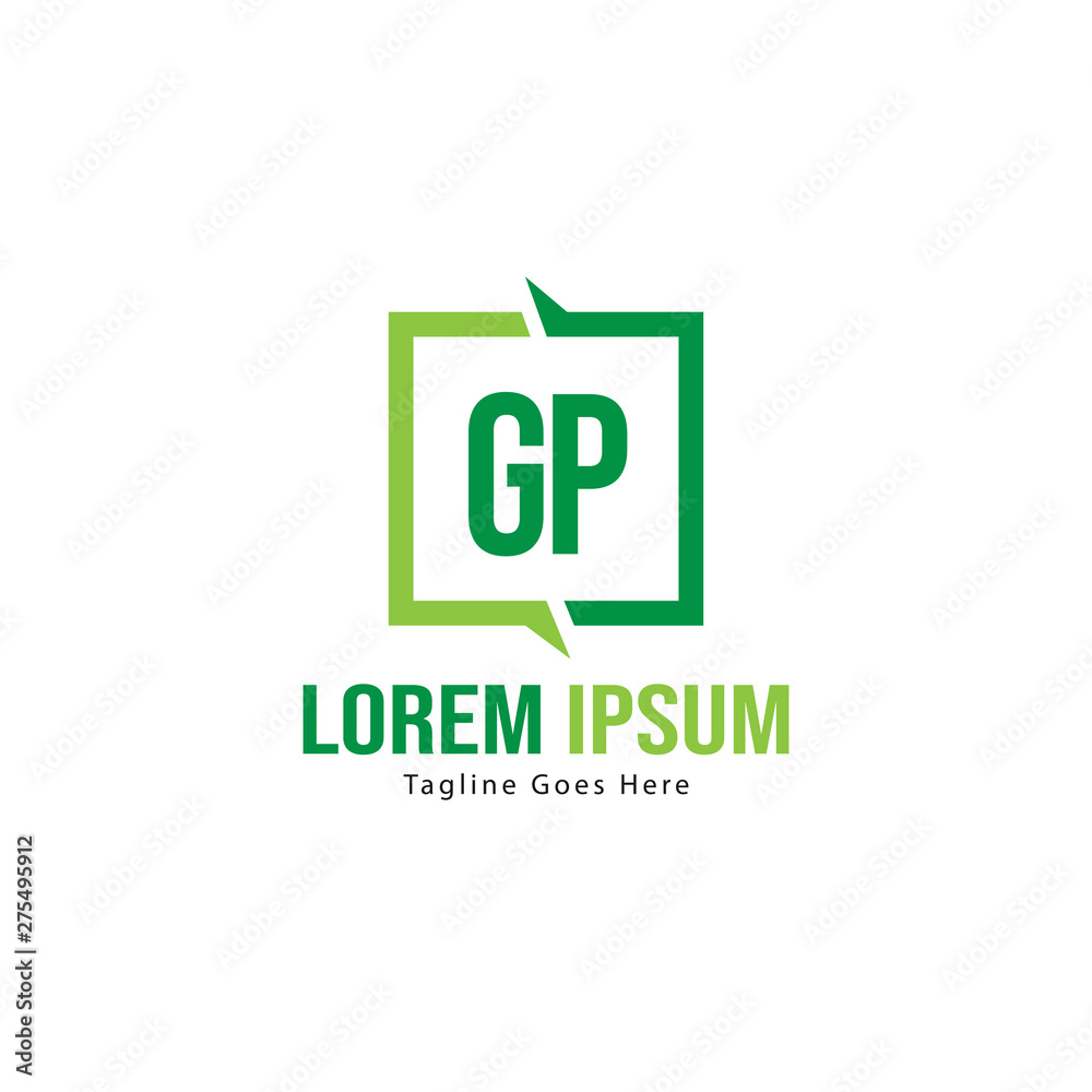 Initial GP logo template with modern frame. Minimalist GP letter logo vector illustration Initial GP logo template with modern frame. Minimalist GP letter logo vector illustration