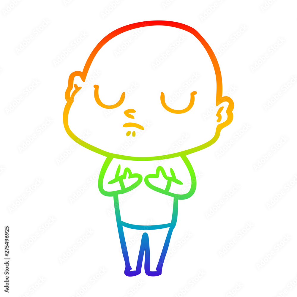Obraz premium rainbow gradient line drawing cartoon bald man