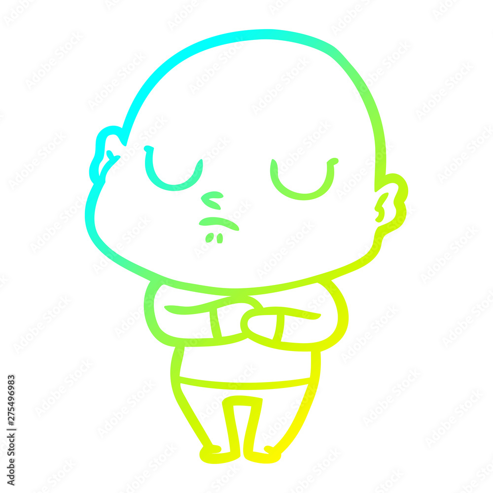 cold gradient line drawing cartoon bald man cold gradient line drawing cartoon bald man