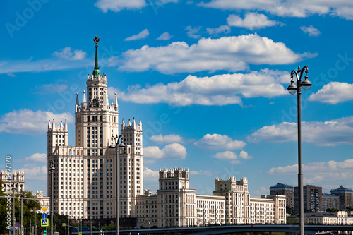 Stalin skyscraper on the embankment of the Moscow River photo