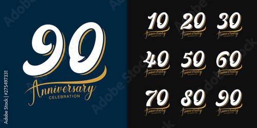 Set of anniversary logotype. Premium  anniversary celebration emblem design for company profile, booklet, leaflet, magazine, brochure, web, banner, invitation or greeting card.