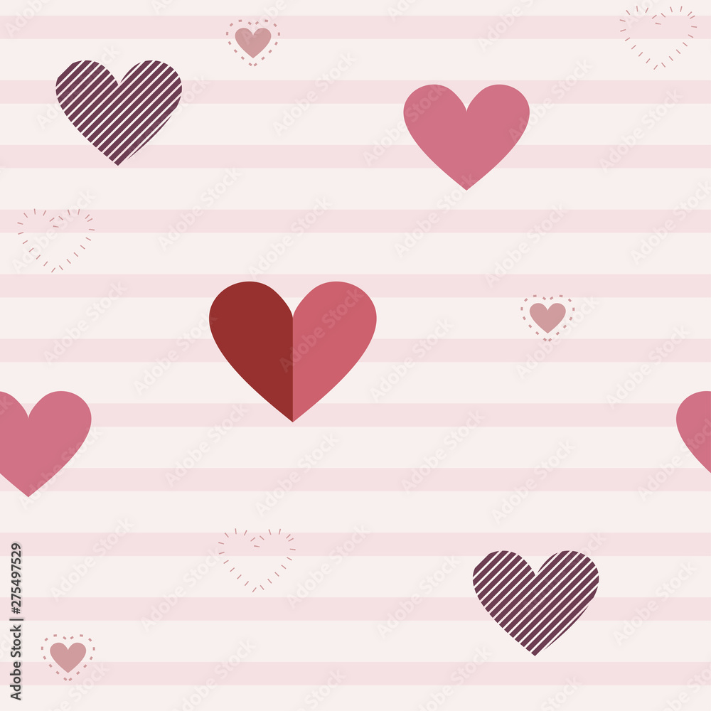Seamless pattern with different hearts