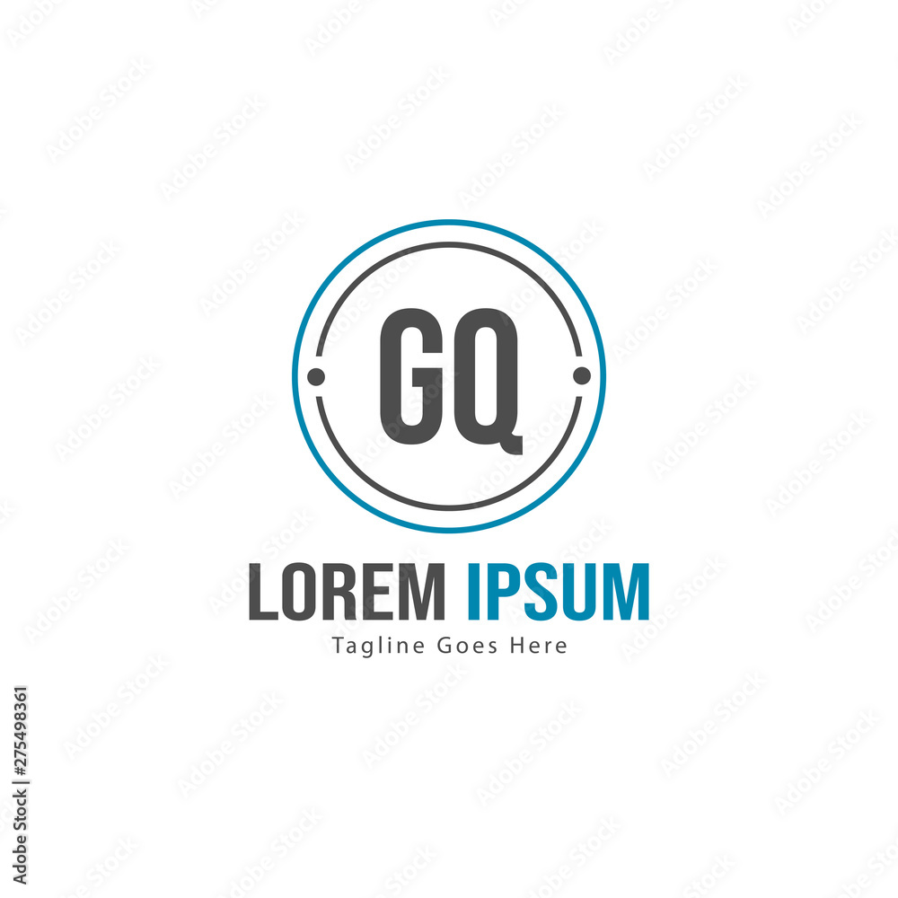 Initial GQ logo template with modern frame. Minimalist GQ letter logo vector illustration Initial GQ logo template with modern frame. Minimalist GQ letter logo vector illustration