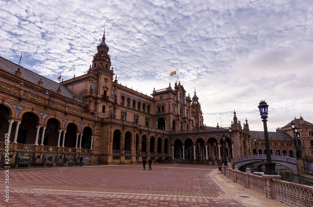 Tourism in the city of Seville, Plaza de España, Triana neighborhood, Rio Guadalquivir ...