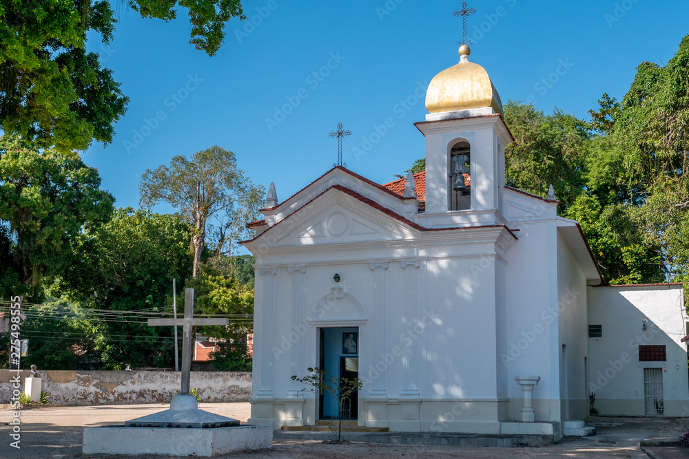 The Capela de Sao Roque, a small church at Paqueta Island, Rio de Janeiro