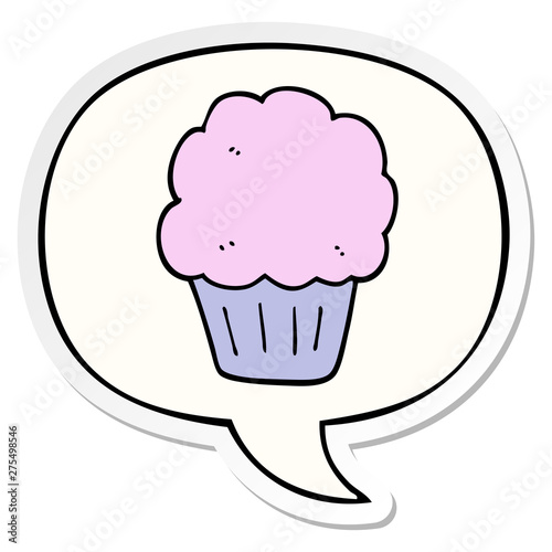 cartoon cupcake and speech bubble sticker
