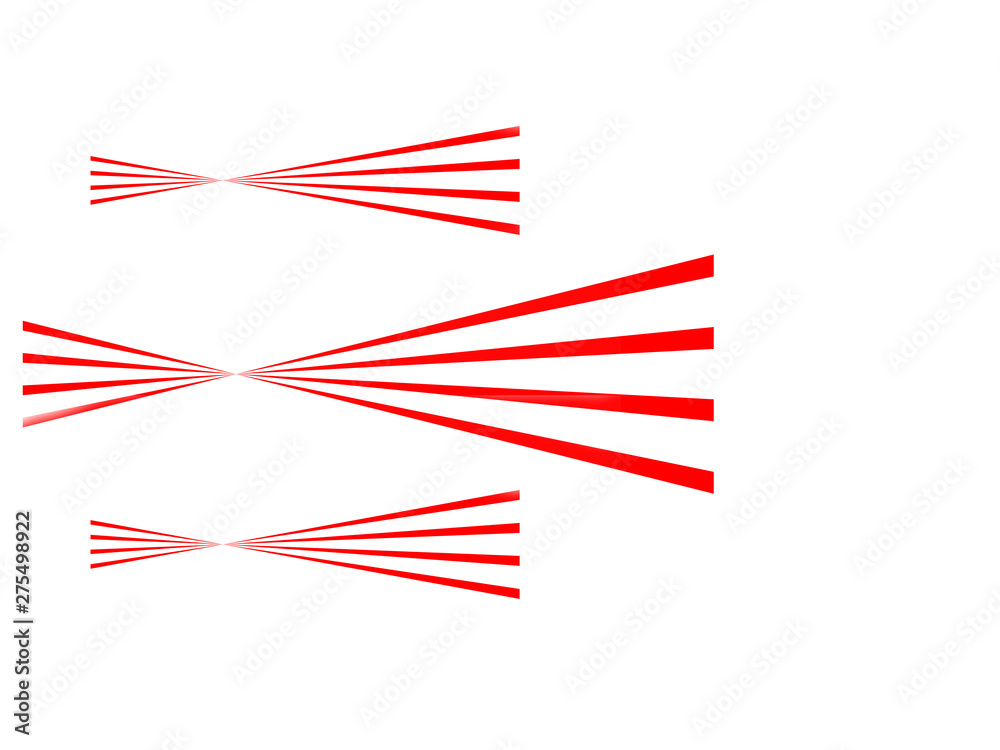 Abstract illustration of three red lines with a twist unbalanced and duplicated with two smaller ones on a brilliant white background Abstract illustration of three red lines with a twist unbalanced and duplicated with two smaller ones on a brilliant white background