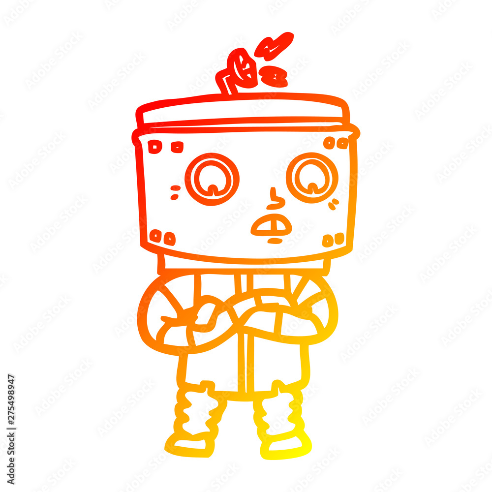 warm gradient line drawing cartoon robot warm gradient line drawing cartoon robot