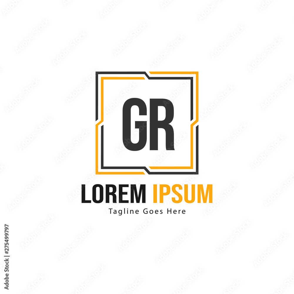 Initial GR logo template with modern frame. Minimalist GR letter logo vector illustration Initial GR logo template with modern frame. Minimalist GR letter logo vector illustration