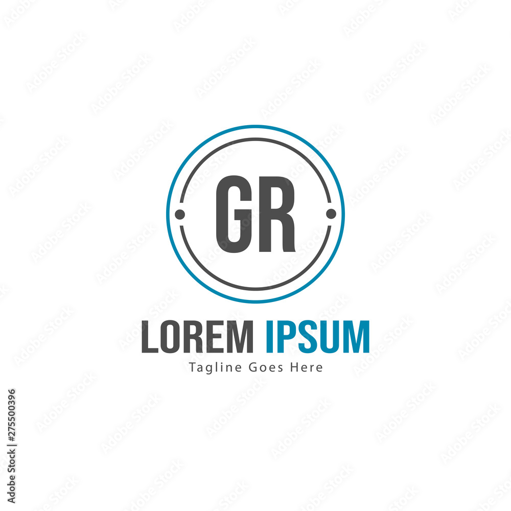 Initial GR logo template with modern frame. Minimalist GR letter logo vector illustration Initial GR logo template with modern frame. Minimalist GR letter logo vector illustration