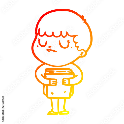 warm gradient line drawing cartoon grumpy boy