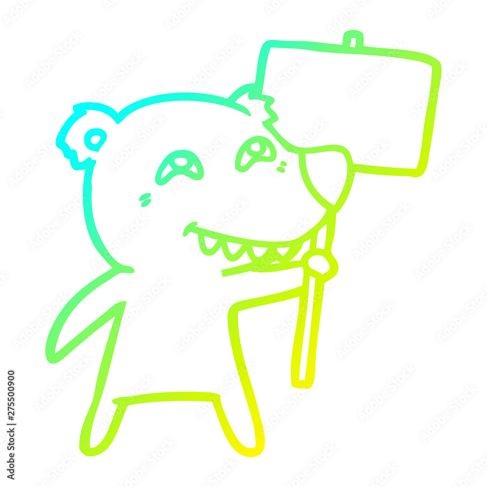 cold gradient line drawing cartoon polar bear showing teeth cold gradient line drawing cartoon polar bear showing teeth