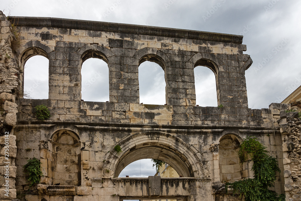 Split, Croatia : Diocletian palace wall architecture.