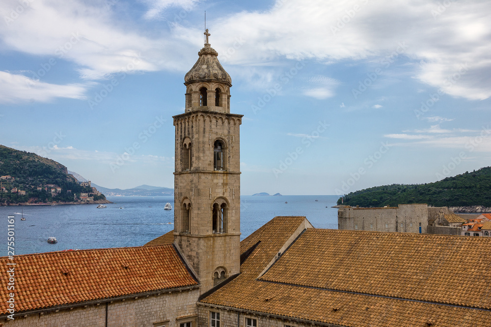 Dubrovnik, Croatia. Old town bell tower sea view.