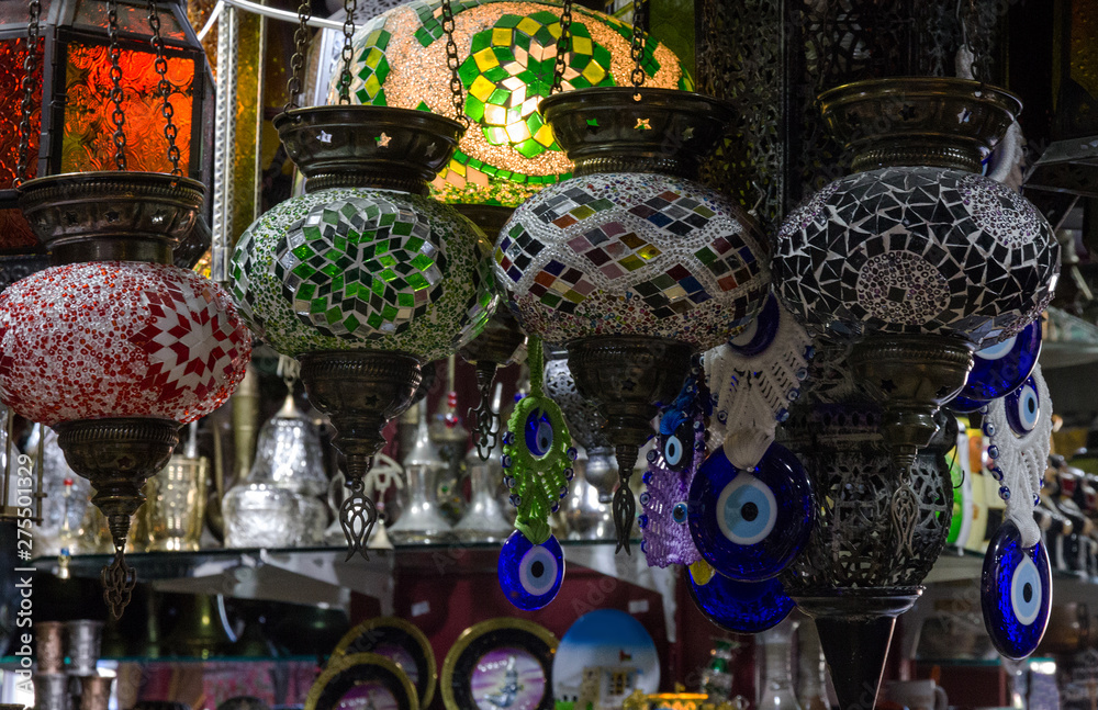 Arabic lamps in souvenir shop, Oman