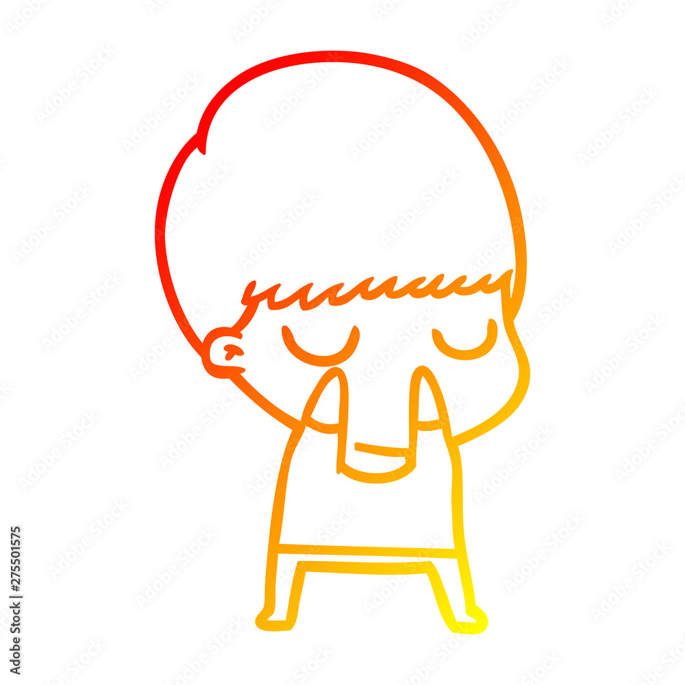 warm gradient line drawing cartoon calm boy warm gradient line drawing cartoon calm boy