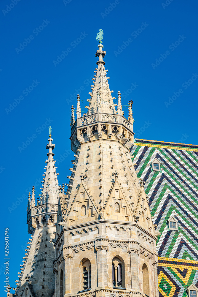 Main facade of city’s best Saint Stephen's Cathedral in Vienna, Austria, closeup
