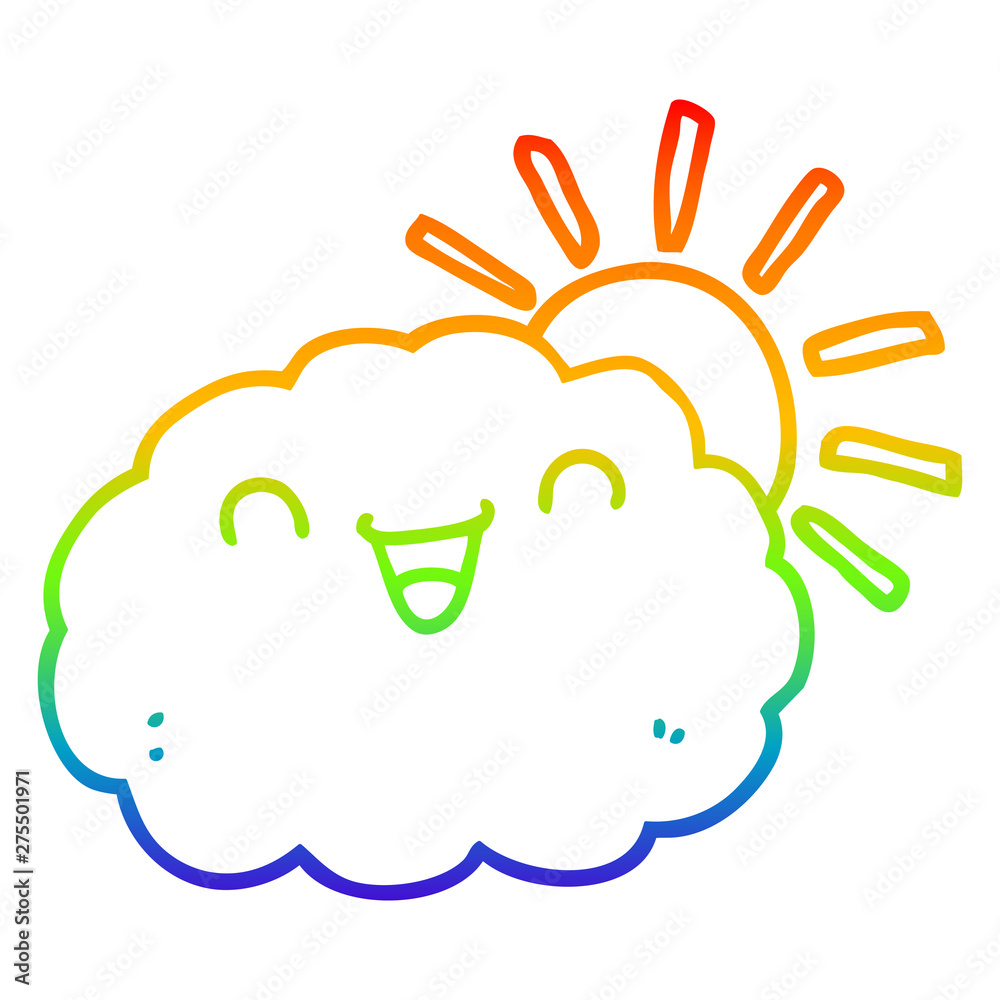 rainbow gradient line drawing happy cartoon cloud rainbow gradient line drawing happy cartoon cloud