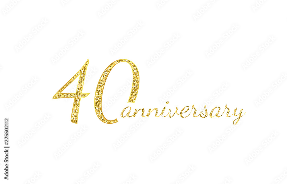 40 anniversary logo concept. 40th years birthday icon. Isolated golden numbers on black background. Vector illustration. EPS10. 40 anniversary logo concept. 40th years birthday icon. Isolated golden numbers on black background. Vector illustration. EPS10.