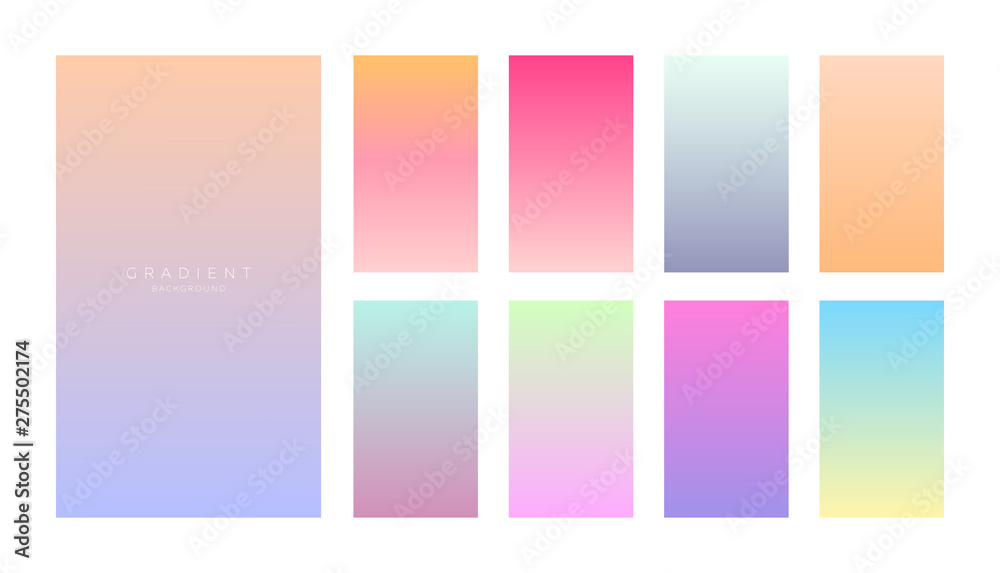 Gradients collection. Smartphone screens with soft colors. Abstract backgrounds set