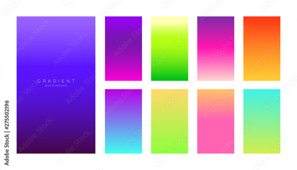 Gradients collection. Smartphone screens with vivid colors. Abstract backgrounds set