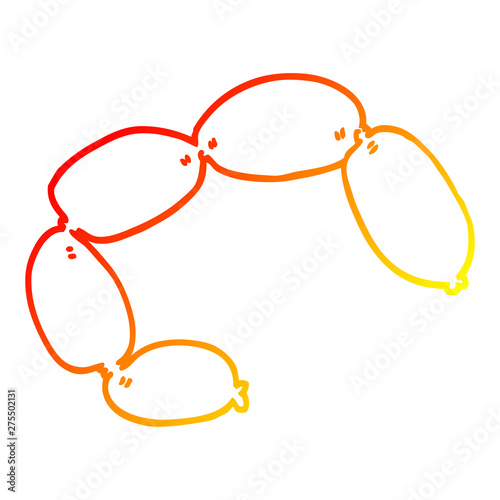 warm gradient line drawing cartoon sausages
