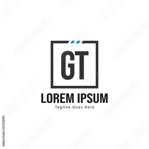 Initial GT logo template with modern frame. Minimalist GT letter logo vector illustration