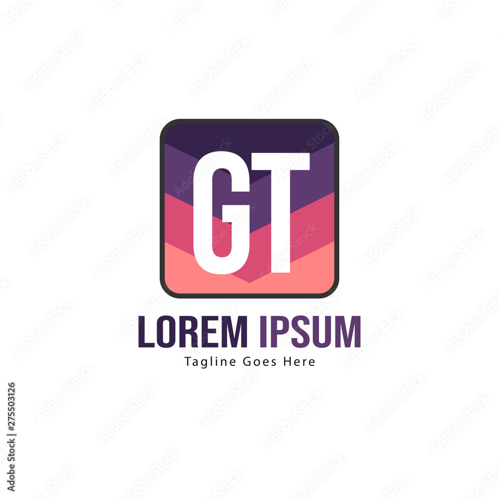 Initial GT logo template with modern frame. Minimalist GT letter logo vector illustration Initial GT logo template with modern frame. Minimalist GT letter logo vector illustration
