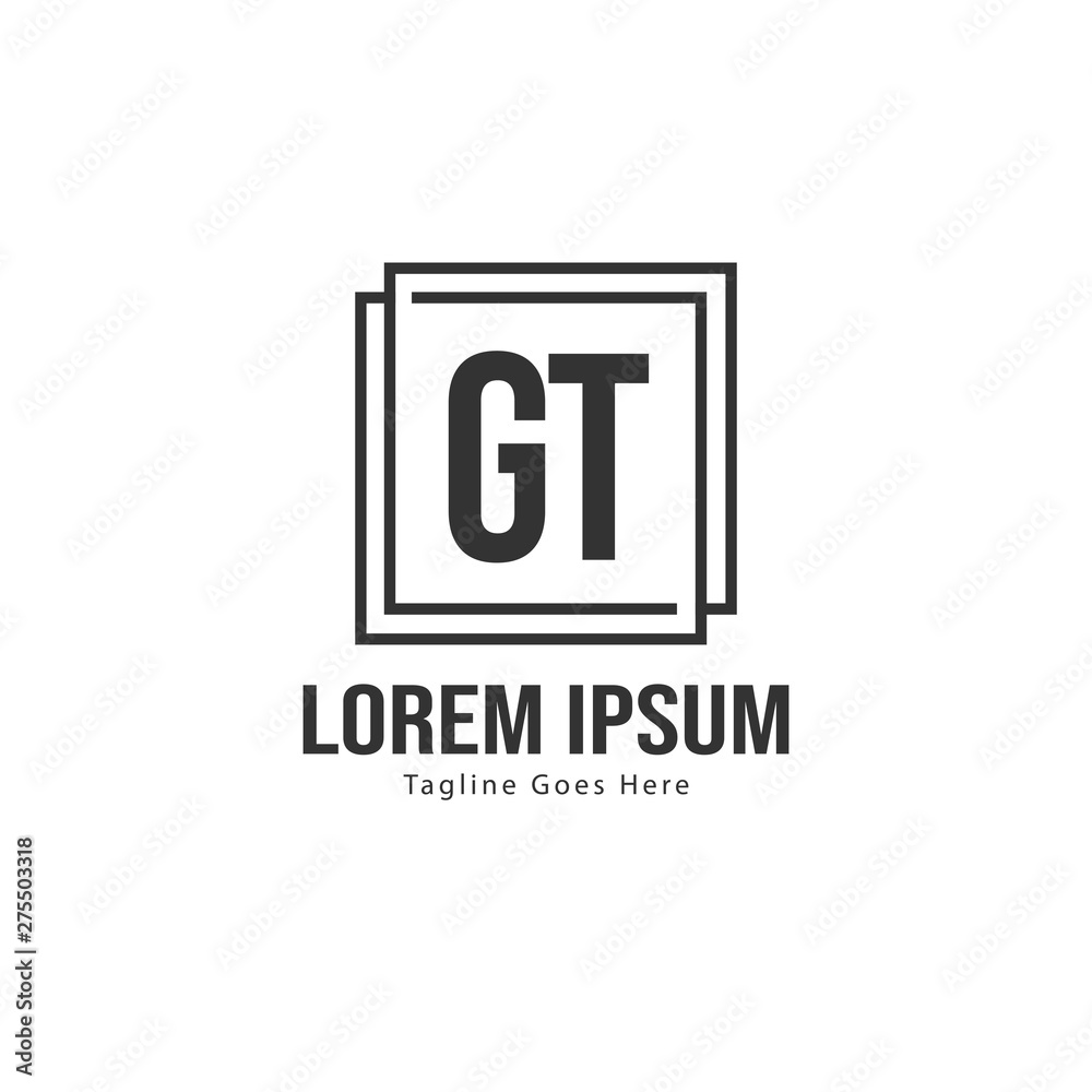 Initial GT logo template with modern frame. Minimalist GT letter logo vector illustration Initial GT logo template with modern frame. Minimalist GT letter logo vector illustration
