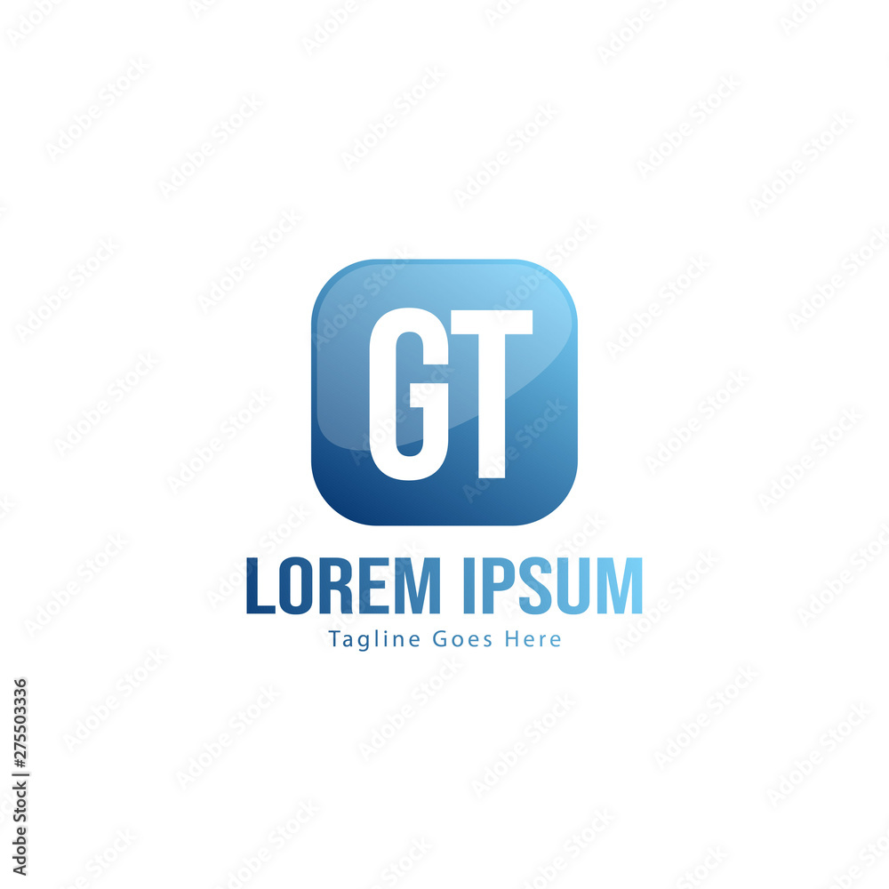 Initial GT logo template with modern frame. Minimalist GT letter logo vector illustration